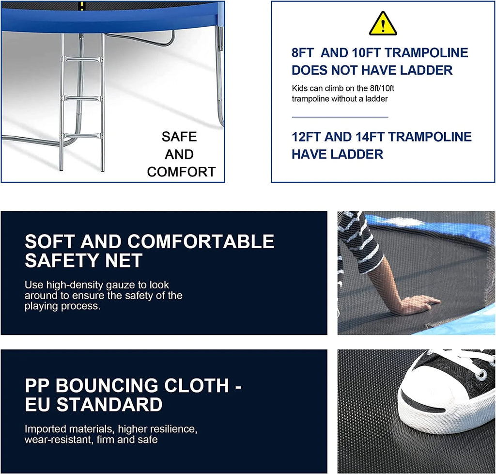 10 ft Round Trampoline with Safety Enclosure Net E7265