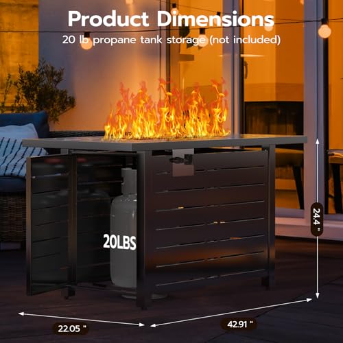 43 Inch 50,000 BTU Propane Fire Pit Table with Lid and Lava Rock R833461