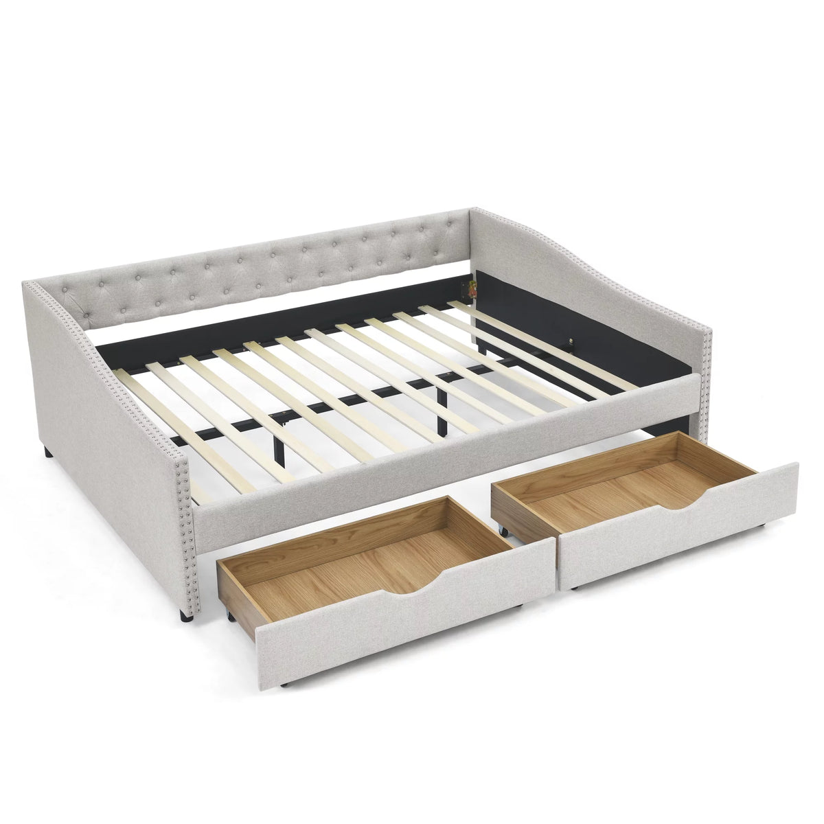 Upholstered Queen Size Daybed with Drawers R2867