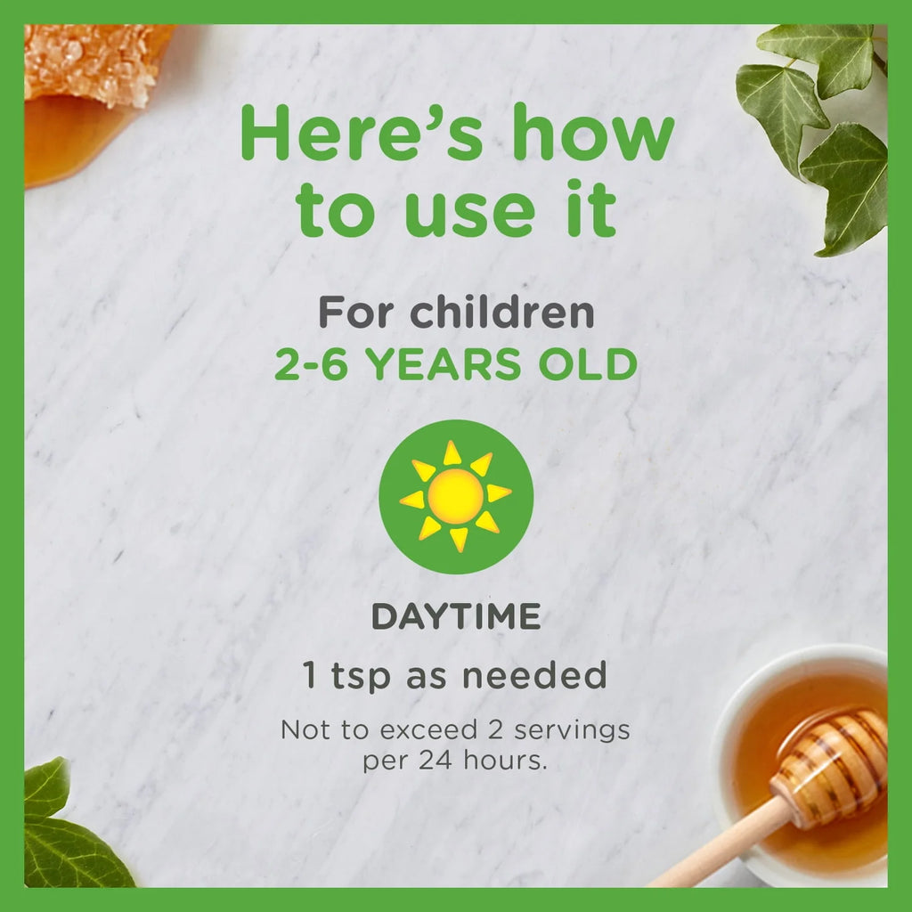 Kids Cough + Mucus Daytime Syrup with Honey, Ivy Leaf, Zinc & Elderberry, Mixed Berry, 4FL Oz A9951