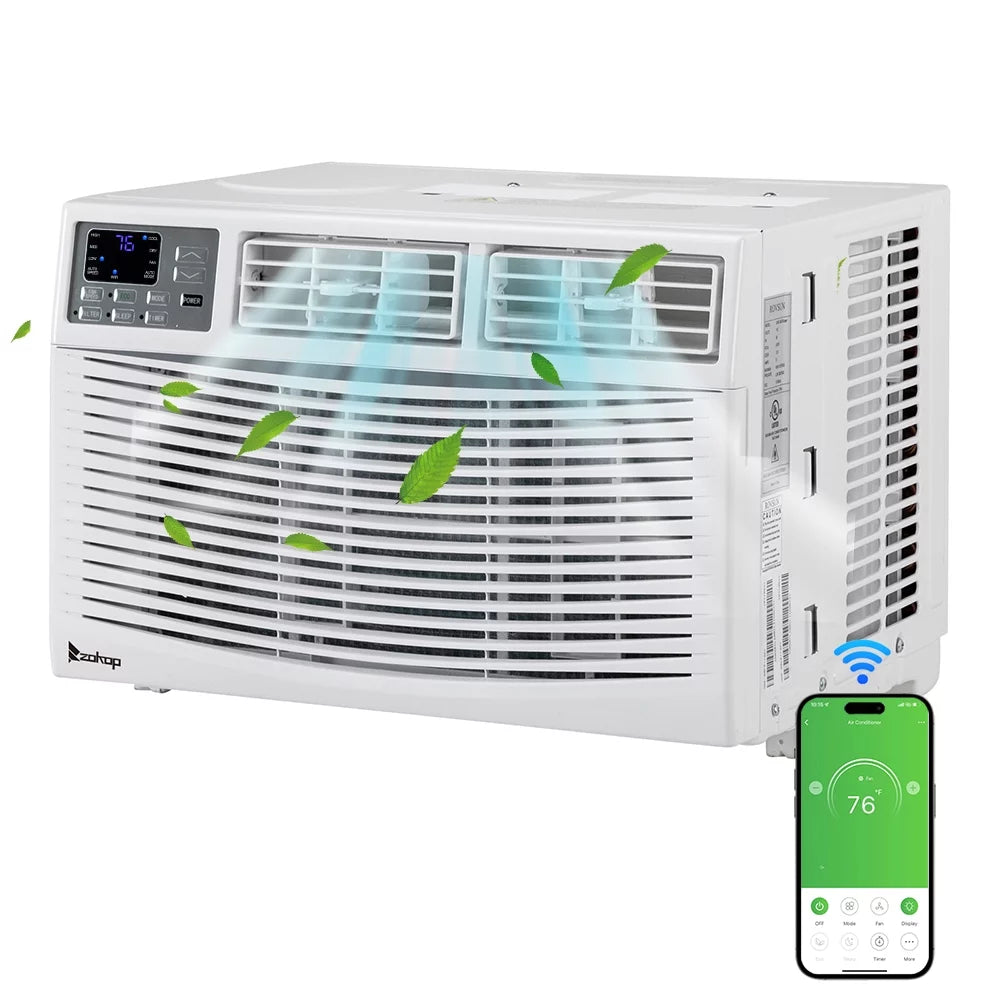 8000BTU White Window-Mounted Compact Air Conditioner with Remote Control U30336