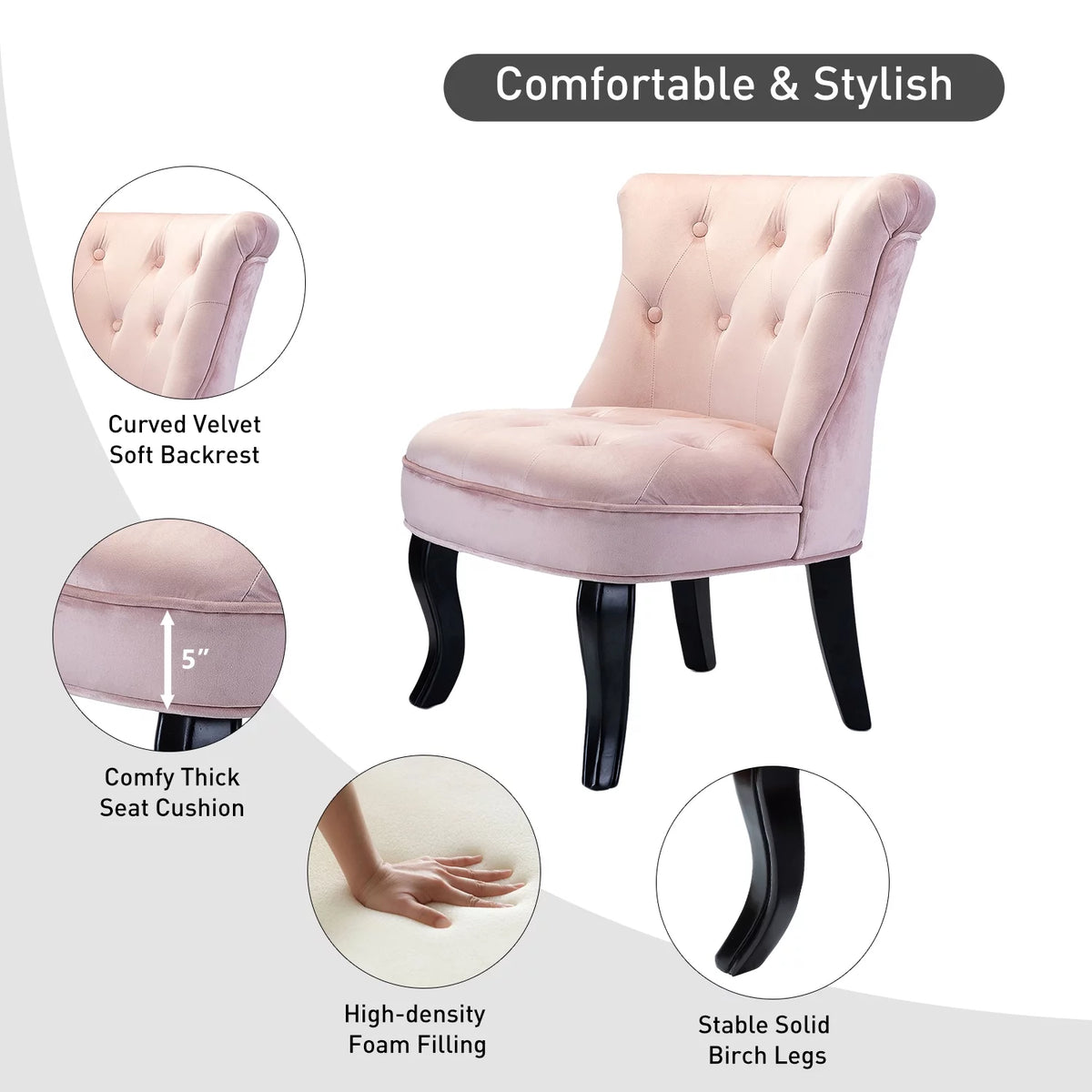 Velvet Tufted Wingback Chair Set of 2 X98764
