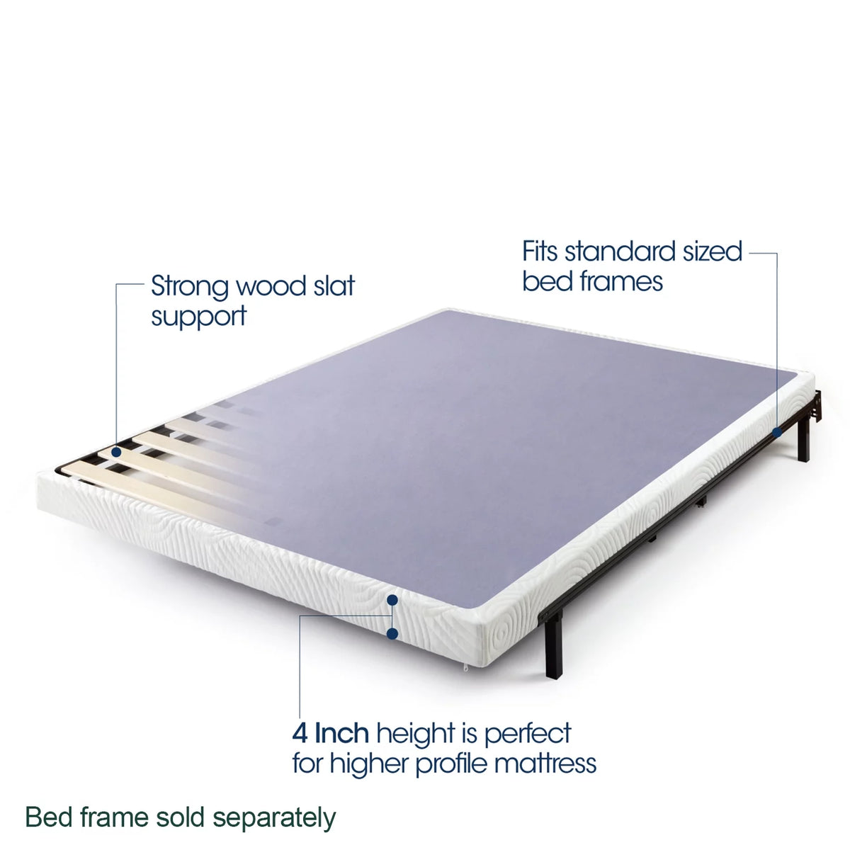 4" Metal Box Spring with Wood Slats, King A670