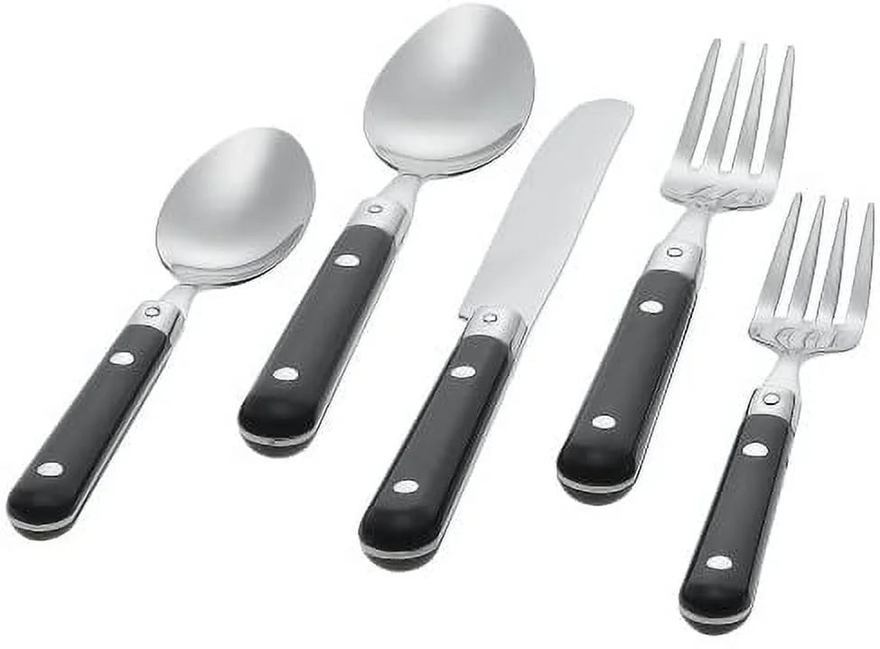 20-Piece Stainless Steel Flatware Set, Black, Service for 4 Y67750