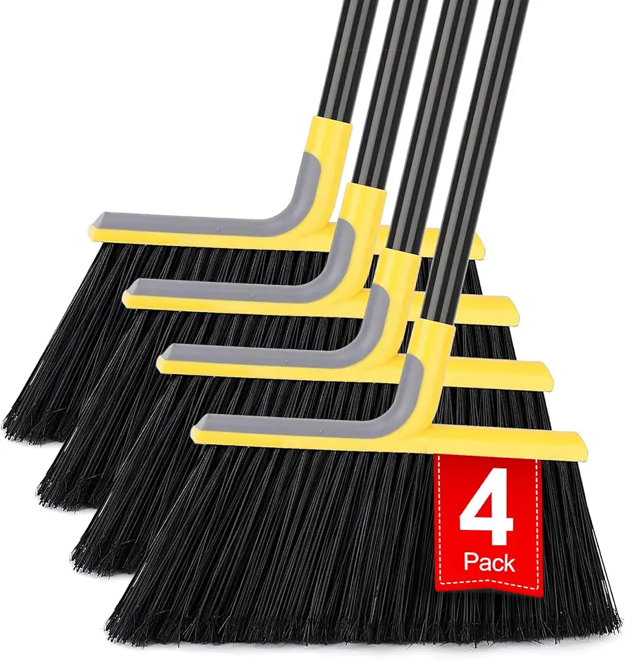 4 Packs Outdoor Broom with 58" Long Handle S861342