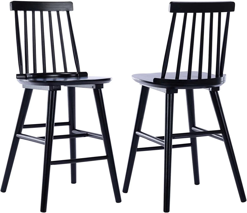 Black Wood Counter Stools Set of 2 P509
