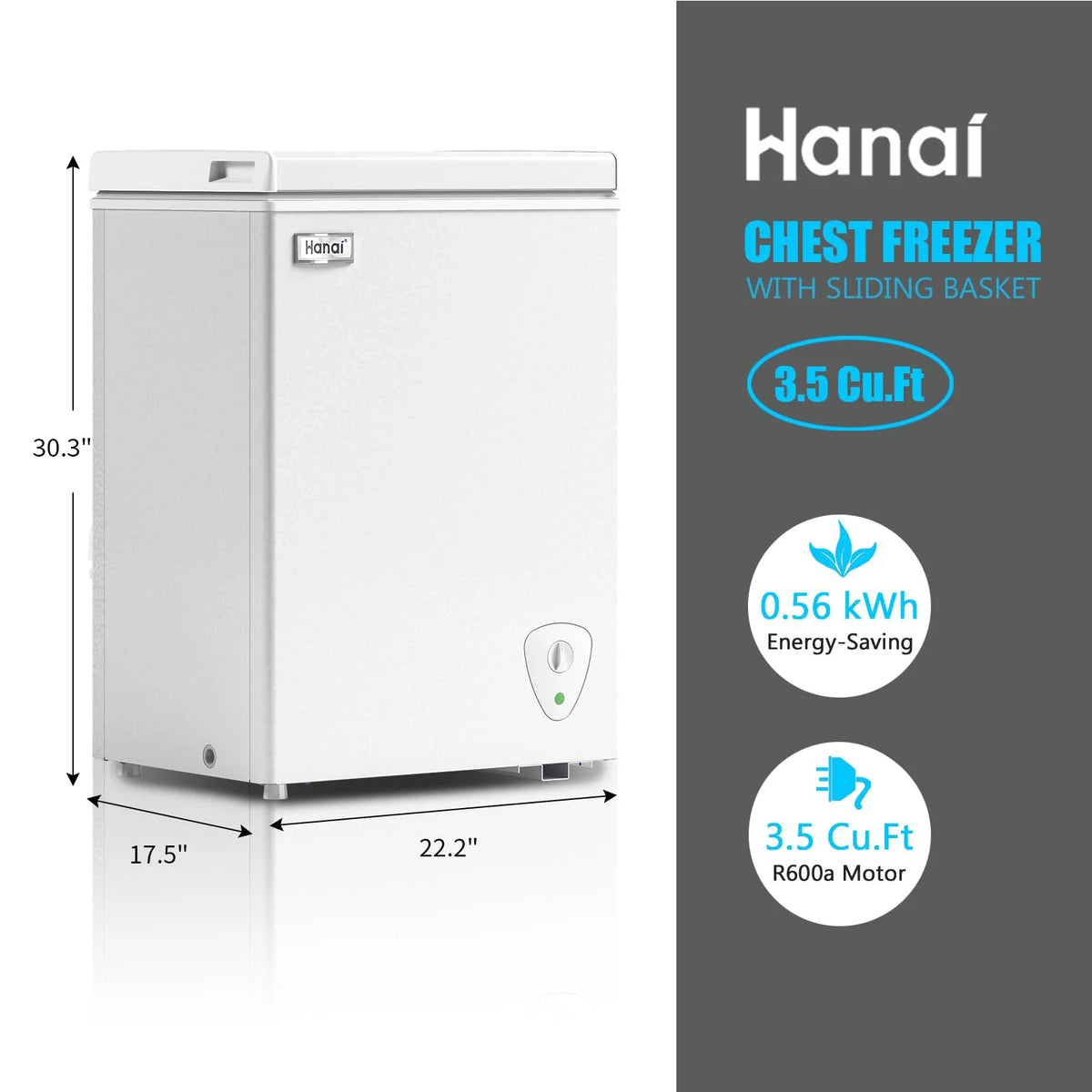 3.5 Cu.ft White Chest Freezer L43724