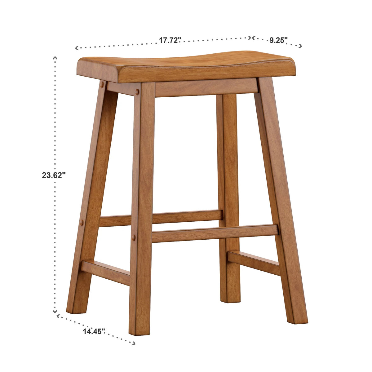 Oak Finish Saddle Seat Backless Counter Stools Set of 2 D4351