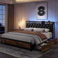 Black Full Size LED Bed Frame with 4 Storage Drawers E459