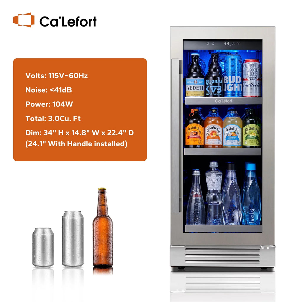 15'' 100 Cans Stainless Steel Beverage Refrigerator Z975