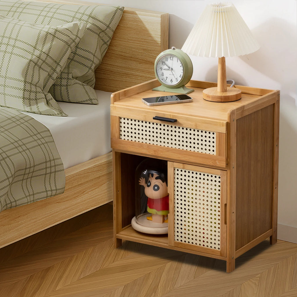 Bamboo Cabinet Nightstand with Drawer U2540