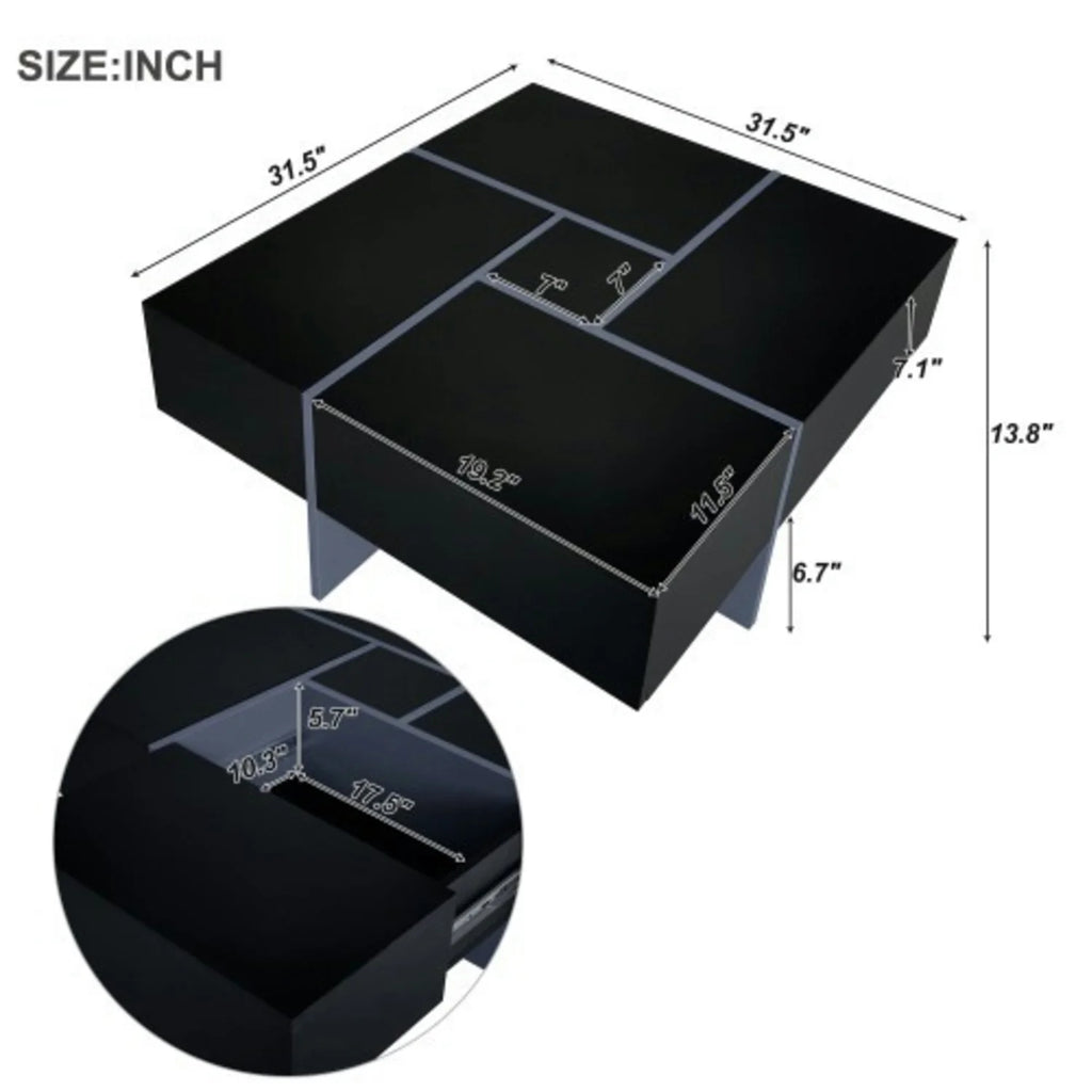Coffee Table with 4 Hidden Storage Compartments D1683