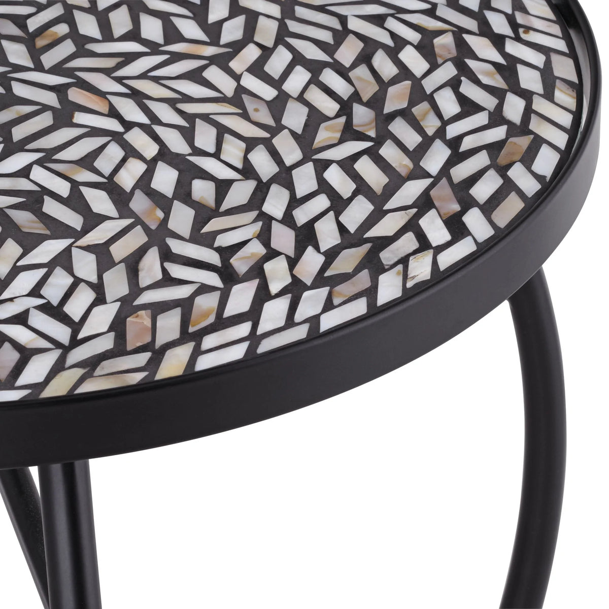 Black Round Outdoor Accent Side Table 14" Wide Mosaic Tabletop X6912