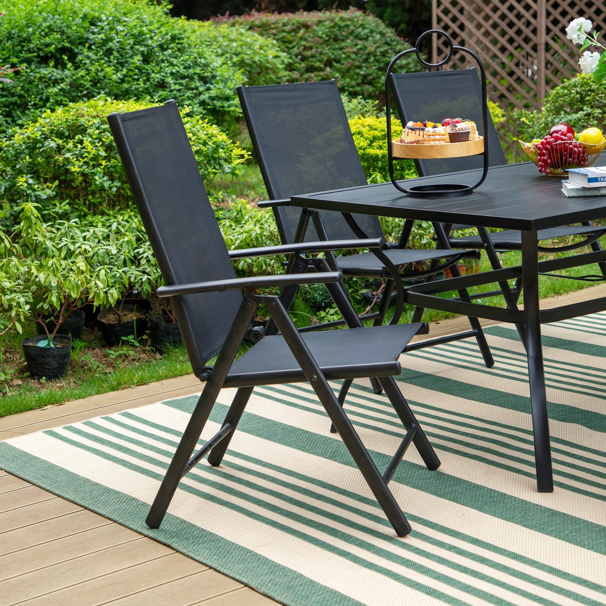 7-Piece Outdoor Patio Dining Set with Folding Sling Chairs & Table Q483