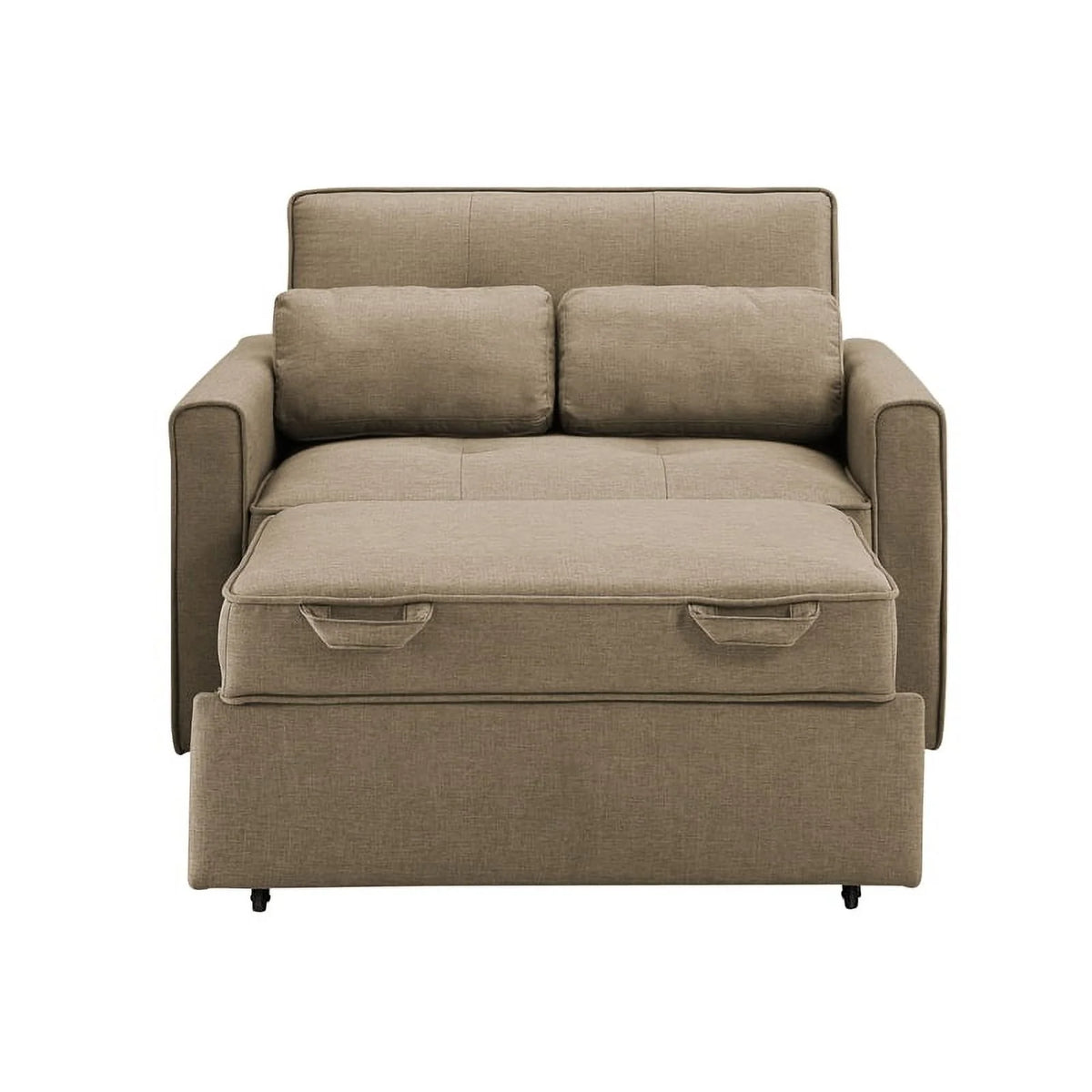 Twin Convertible Sleeper Tan Brown Fabric E755
