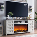 White 70 Inch Fireplace TV Stand with 36 Electric Fireplace Y423928