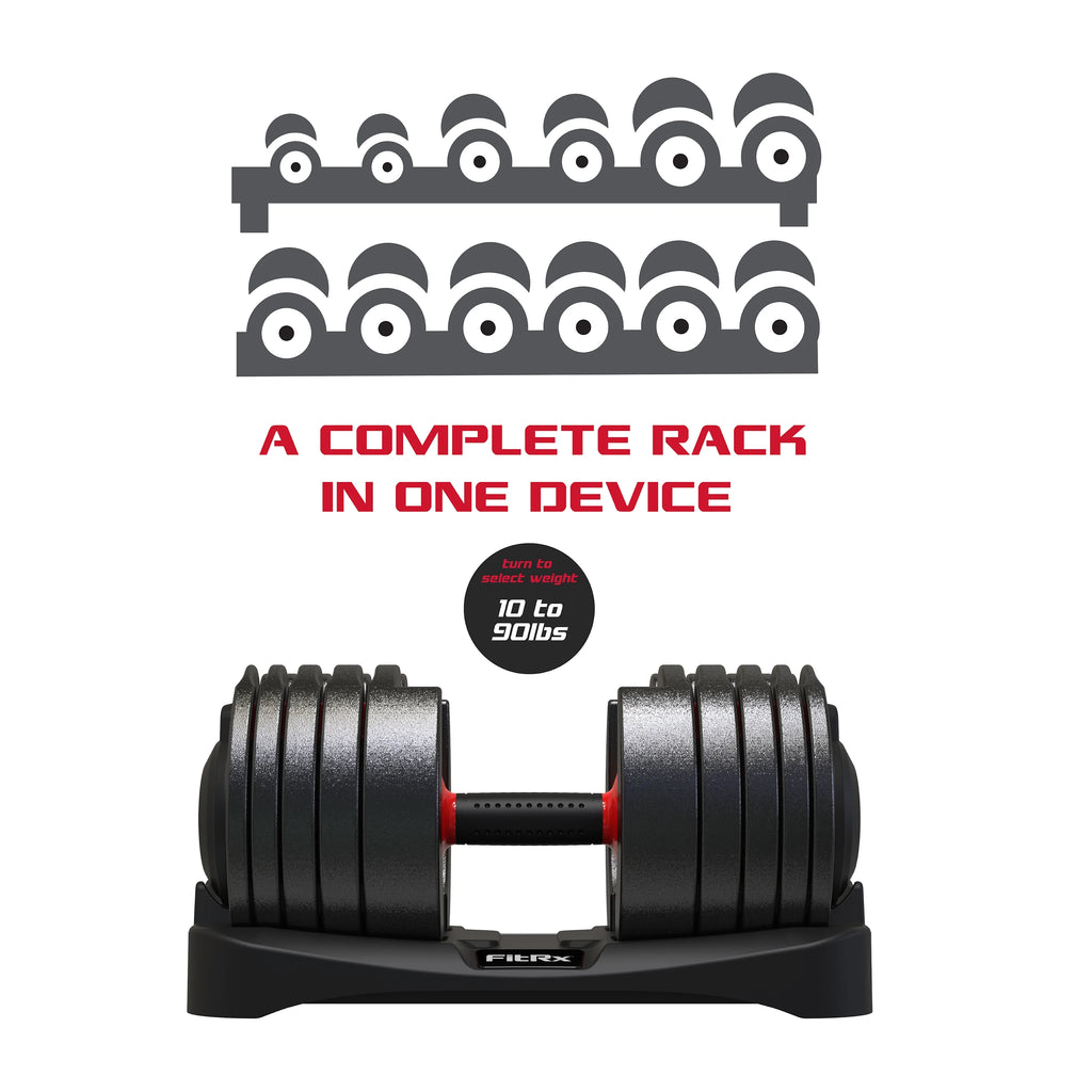 Adjustable Dumbbell 10-90 lbs Black Single S562