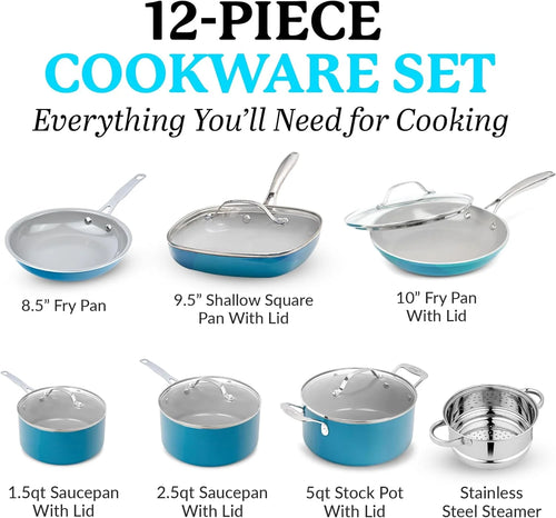 12 Piece Non Stick Ti-Cerama Copper Cookware Set Z35728