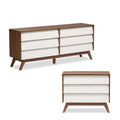 White and Walnut 6 Drawer and 3 Drawer Chest Set A582
