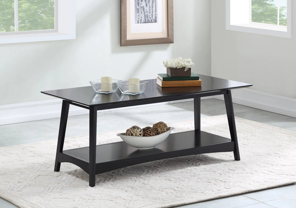 Black Coffee Table with Shelf W4435